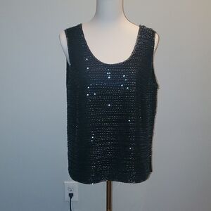 Elegant Black Sequin Tank Top